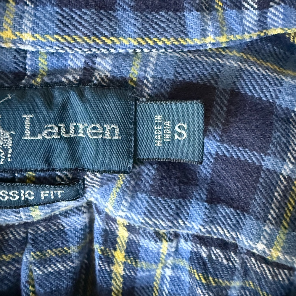 Ralph Lauren Men's Navy and Yellow Plaid Shirt - Picture 6 of 11